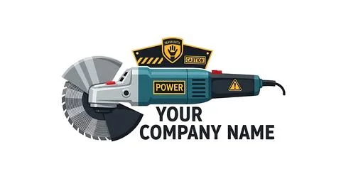 Angle grinder power tool logo design 库存插图