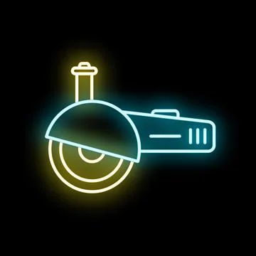 Angle grinder power tool neon glow icon Stock Illustration