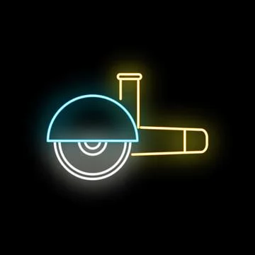 Angle grinder power tool neon light icon Stock Illustration