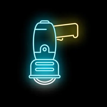 Angle grinder power tool neon glow icon Stock Illustration