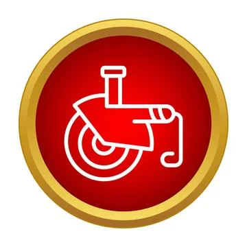 Angle grinder power tool outline icon in red circle Stock Illustration