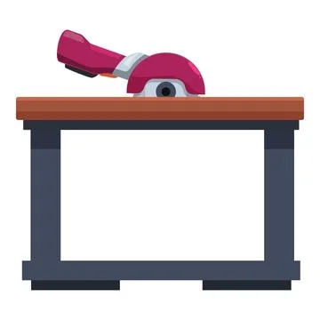 Angle grinder resting on a workbench after cutting wood Stock Illustration