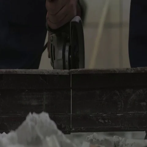 Angle grinder separating metal frame Stock Footage 69280600