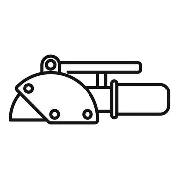 Angle grinder showing cutting disc and handle in black and white line art Stock Illustration