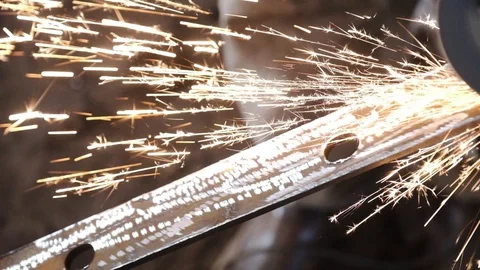 Angle Grinder Sparks Old MetalWorker cutting Old Metal using angular grinding Stock Footage 88299351