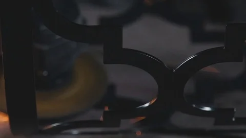 Angle grinder. Sparks when cutting and grinding a metal product Stock Footage 74691415