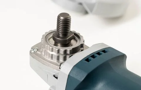 Angle grinder with spindle before starting work. Close-up Stockfoto's