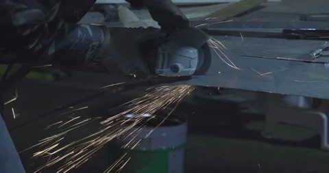 Angle grinder steel cutting Stock Footage 169795169