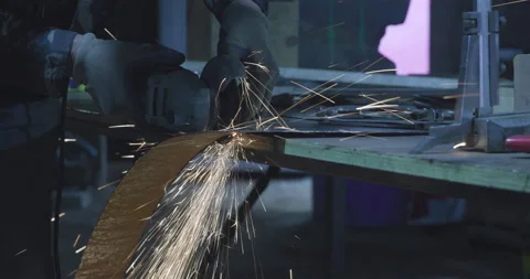 Angle grinder steel cutting Stock Footage 169795610
