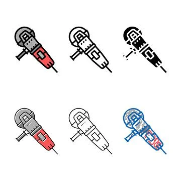 Angle grinder tool color icon vector variety Illustrazione stock