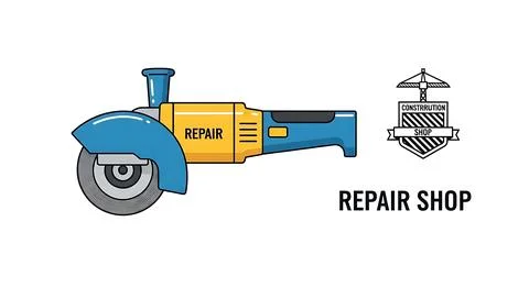 Angle grinder tool for construction and repair shop Stock Illustration