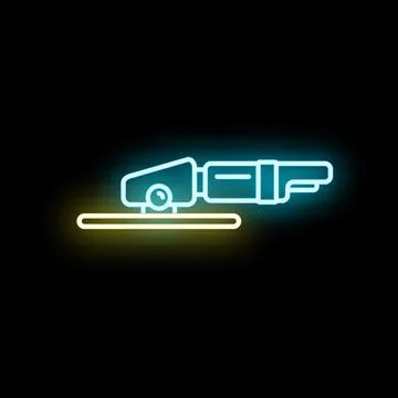 Angle grinder tool cutting construction material neon light Stock Illustration