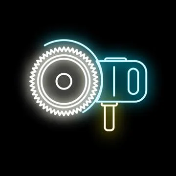 Angle grinder tool glowing neon light illustration Stock Illustration