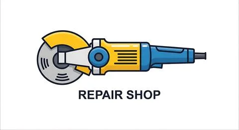 Angle grinder tool illustration for repair shop logo Stock Illustration