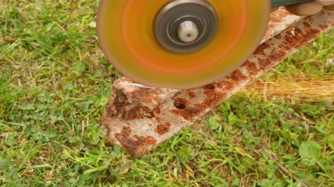 Angle grinder at work. 4k video Stock Footage 154410193