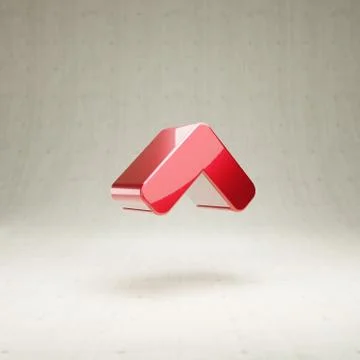 Angle Up icon. Red glossy metallic Angle Up symbol isolated on white concrete Иллюстрация