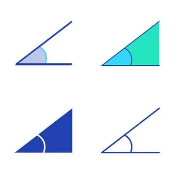 Angle icon set in flat and line style Stock Illustration