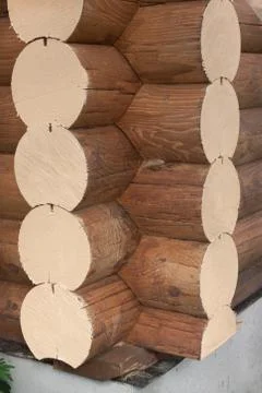 Angle of log home Stock Photos