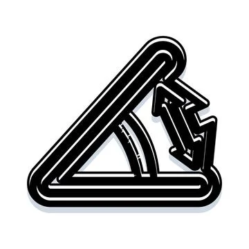 Angle measurement diagram with down arrows graphic Stock Illustration