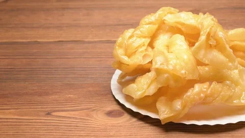 Angle pan dish of sweet egg break at horizontal composition Stock Footage 313533764