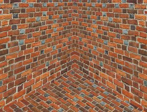 Angle in the room with walls from the red brick Stock Illustration