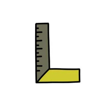 Angle ruler doodle icon, vector color illustration Stock Illustration