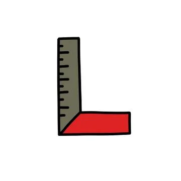 Angle ruler doodle icon, vector color illustration Illustrazione stock