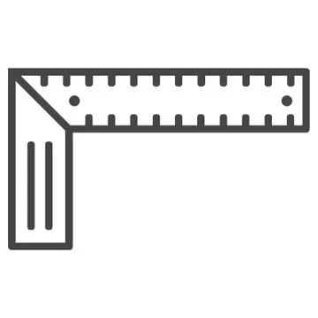 Angle ruler, square ruler line icon on white background Stock Illustration