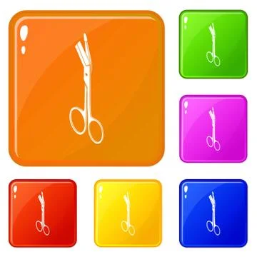 Angle scissors icons set vector color Illustrazione stock
