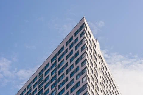 Angle of the Skyscraper on the Sky Background. Stock Photos
