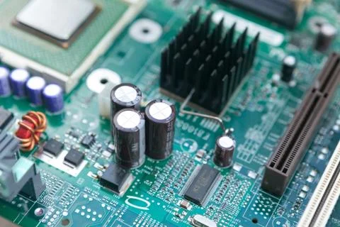 Angle View of a Computer Motherboard Chip Stock Photos