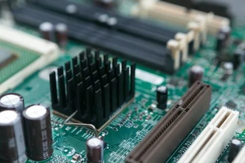 Angle View of a Computer Motherboard Chip Stock Photos