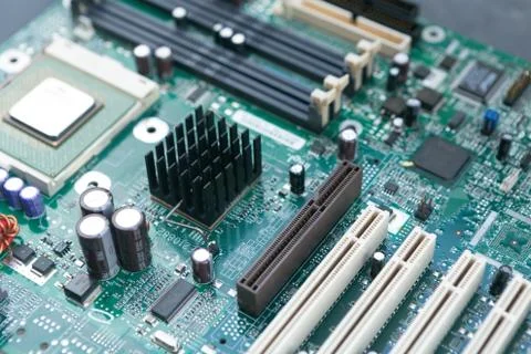 Angle View of a Computer Motherboard Chip Stock Photos