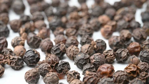 Angle view HeiHuJiao or Piperis Fructus or Black Pepper Fruit rotating Stock Footage 164190200