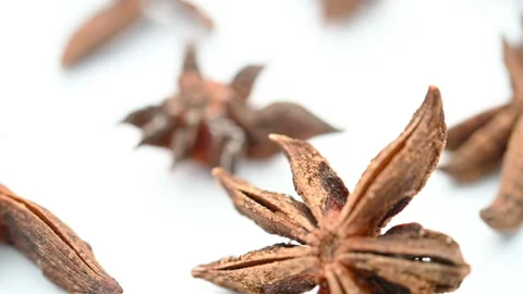 Angle view herb BaJiaoHuiXiang or Anisi Stellati Fructus or Truestar Anise ro Stock Footage 163437500