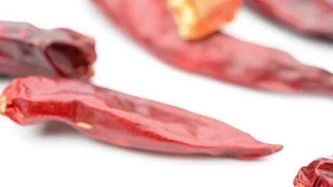 Angle view herb LaJiao or Capsicum annuum L. or Caynne Pepper rotating Stock Footage 165379908