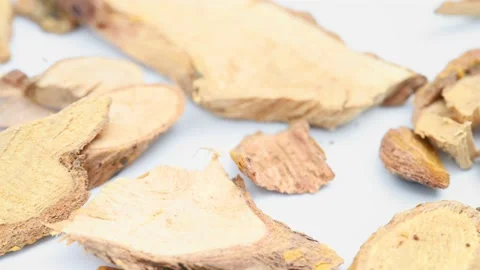 Angle view herb LiangMianZhen or Zanthoxyl Radix or Shinyleaf Pricklyash Root Stock Footage 171361367