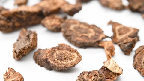 Angle view herb QiangHuo or Notopterygii Rhizoma et Radix or Incised Notopter Stock Footage 159734970