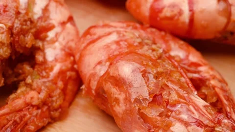 Angle view prawns rotating at horizontal composition Stock Footage 255822412