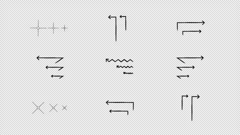 Angled and multidirectional animated hand-drawn sketch arrows set 動画素材 334192078