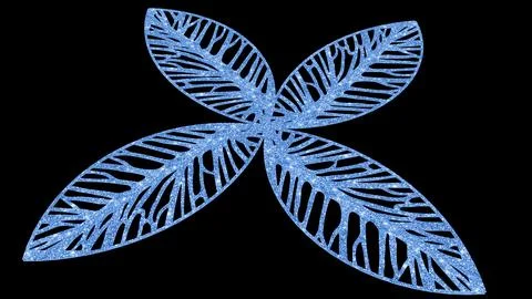 Angled Blue Glitter Leaf Cross Pattern on Black Background Stock-Illustration