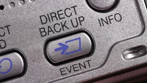 Angled Close Up Direct Back Up Button Pressed Stock Footage 332784255