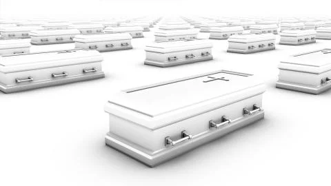 Angled close-up of endless Coffins Foto stock