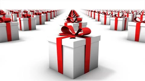 Angled close-up of endless gift boxes Foto stock