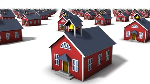 Angled close-up view of endless school houses Foto stock