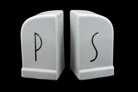Angled deco salt and peppr shakers Stock Photos
