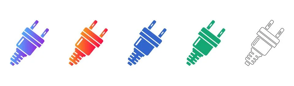 Angled Electric Plug Icon Set Stockillustratie