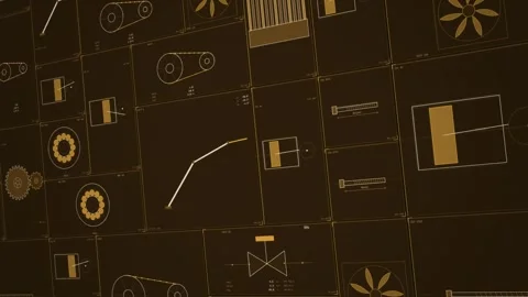 Angled Engineering Wall Schematic Amber Blueprint 스톡 동영상 343545949