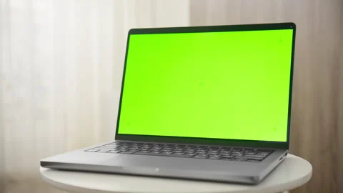 Angled Laptop Chroma Key Dolly Zoom Revealing Interior Stock Footage 344547336