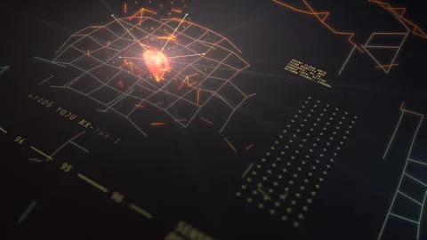 Angled LIDAR Point Cloud Scanner HUD Mapping Terrain Surface Topography Stock Footage 347335448